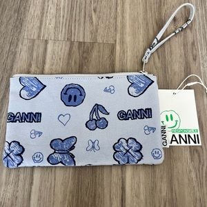 Ganni cotton canvas wristlet